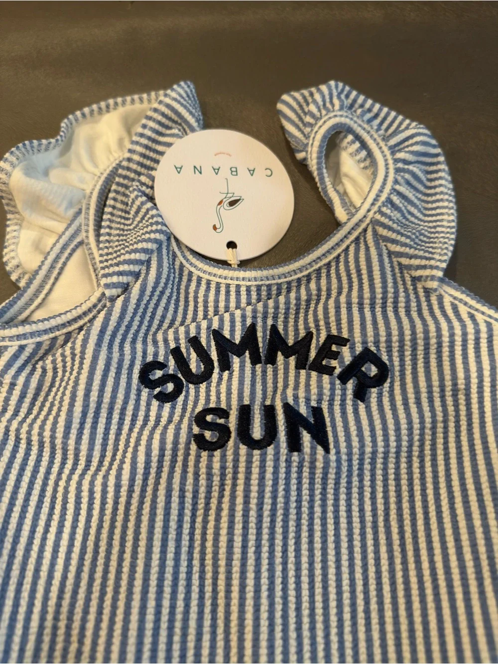 Cabana Blue & White Striped Top. Size 5